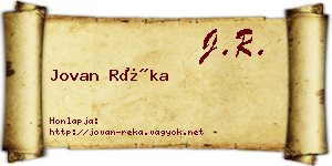 Jovan Réka névjegykártya